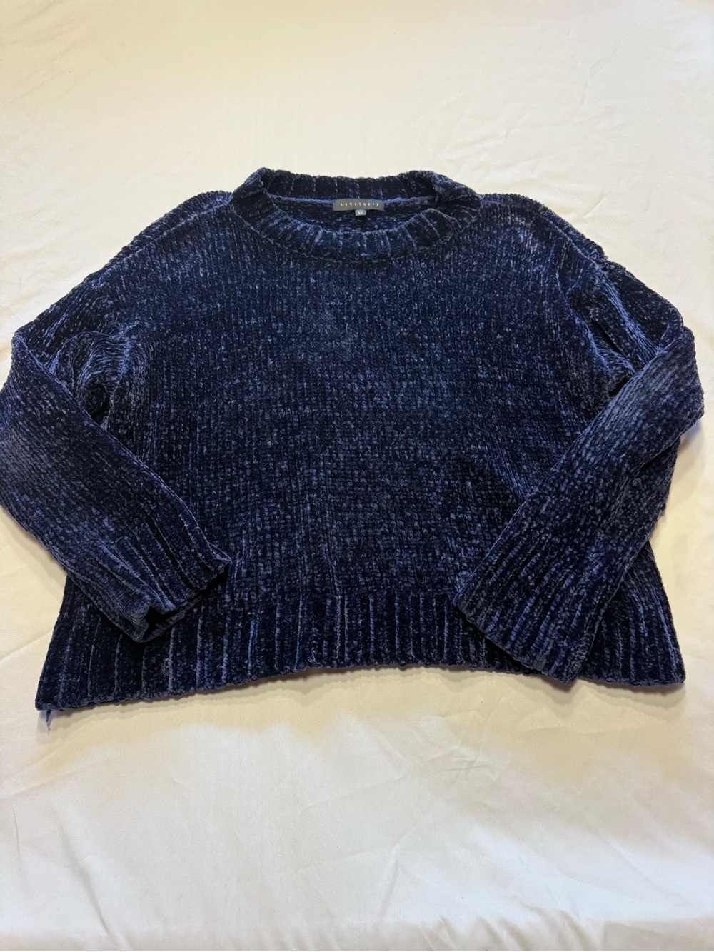 Sanctuary Plush Chenille Crewneck Sweater - Deep Blue